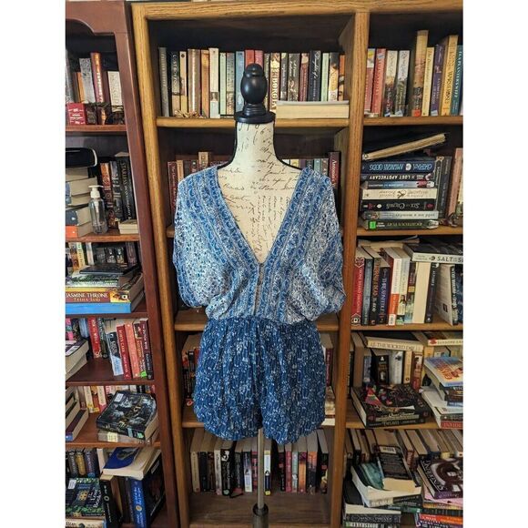 Free People Arizona romper in blue sz xs euc - Picture 1 of 4